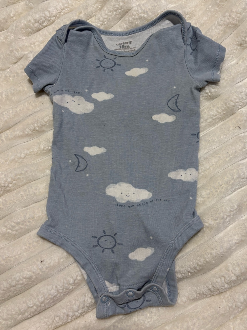 Carter's Light Blue Cloud & Moon Short-Sleeve One-Piece